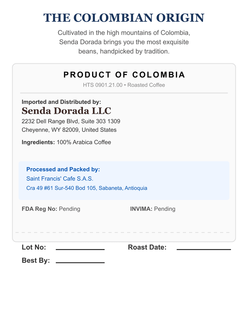 Caturra Washed TS back label